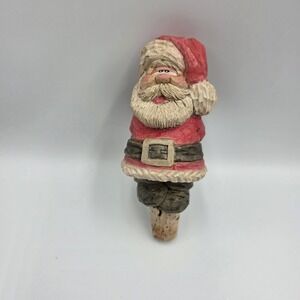 Spit 'N Whittle By Chris Hammack Santa Eggnog Bottle Stopper Carved Wood Vintage